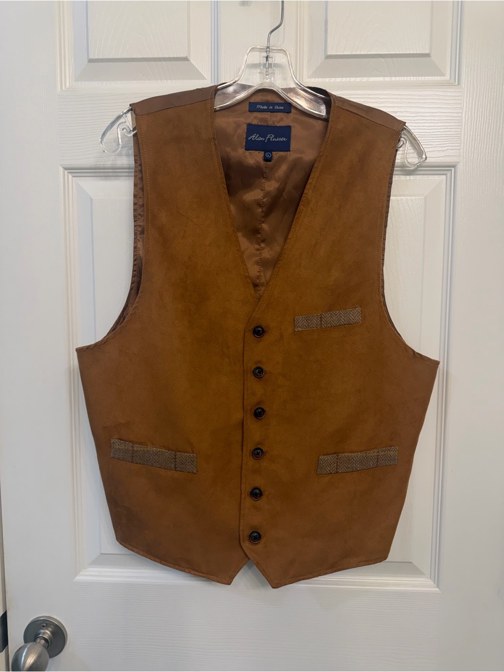 Alan Flusser Chestnut Brown Suede-Look Men's Vest